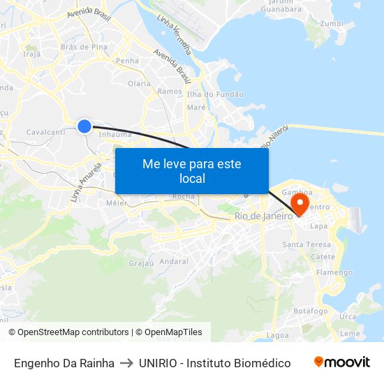 Engenho Da Rainha to UNIRIO - Instituto Biomédico map