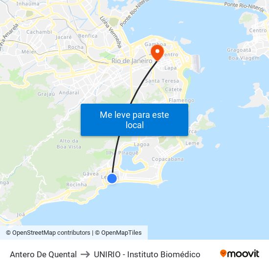 Antero De Quental to UNIRIO - Instituto Biomédico map