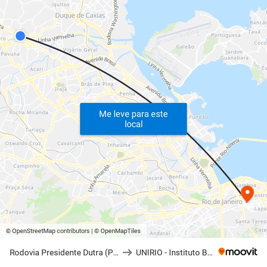 Rodovia Presidente Dutra (Posto Galop) to UNIRIO - Instituto Biomédico map