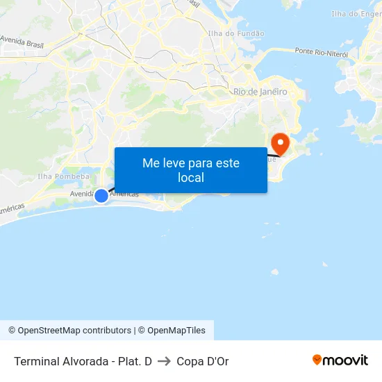 Terminal Alvorada - Plat. D to Copa D'Or map