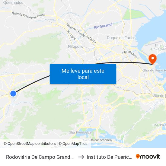 Rodoviária De Campo Grande - Plataforma D (Campo Grande E Jabour - Executivo) to Instituto De Puericultura E Pediatria Martagão Gesteira map