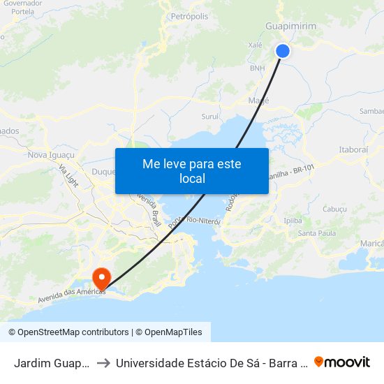 Jardim Guapimirim to Universidade Estácio De Sá - Barra I Tom Jobim map