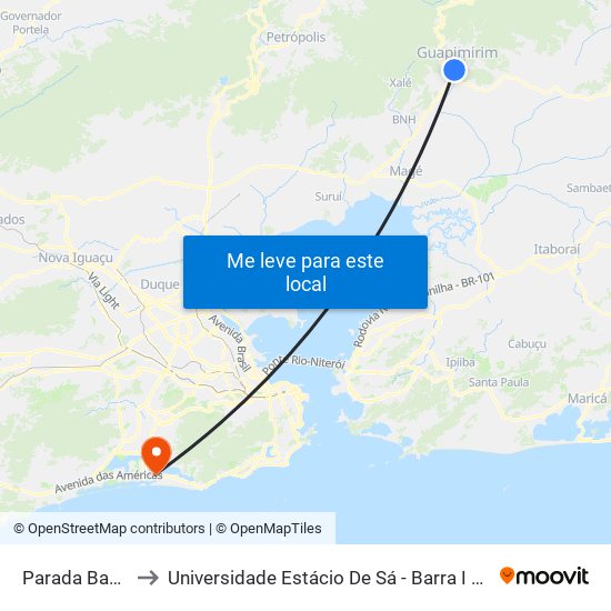 Parada Bananal to Universidade Estácio De Sá - Barra I Tom Jobim map