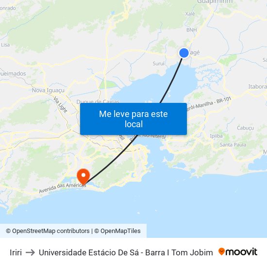 Iriri to Universidade Estácio De Sá - Barra I Tom Jobim map