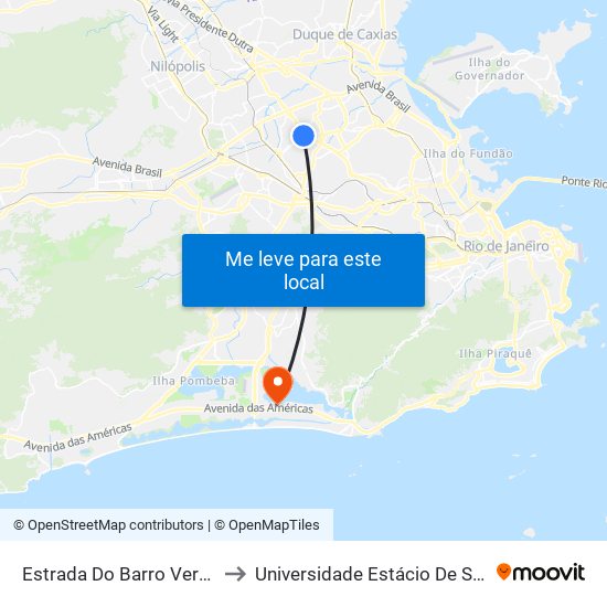 Estrada Do Barro Vermelho, 1835-1899 to Universidade Estácio De Sá - Barra I Tom Jobim map