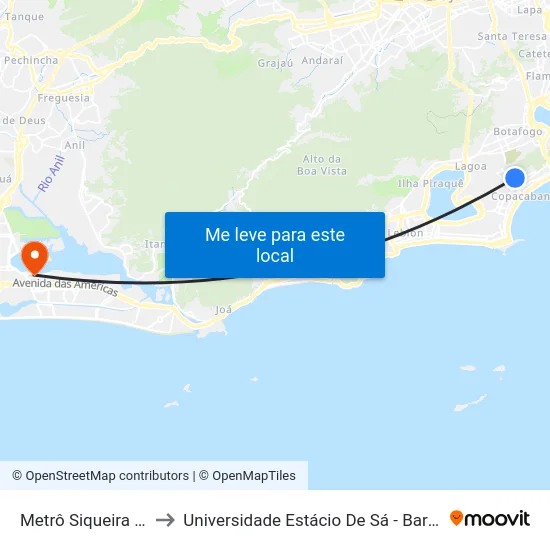 Metrô Siqueira Campos to Universidade Estácio De Sá - Barra I Tom Jobim map