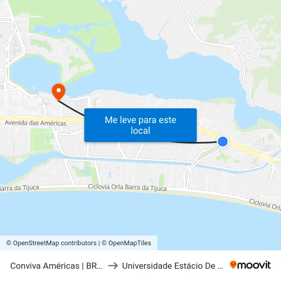 Conviva Américas | BRT Bosque Marapendi to Universidade Estácio De Sá - Barra I Tom Jobim map