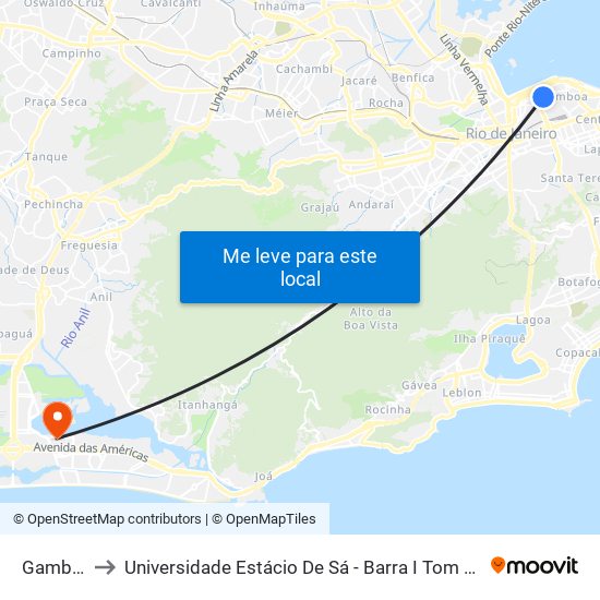 Gamboa to Universidade Estácio De Sá - Barra I Tom Jobim map