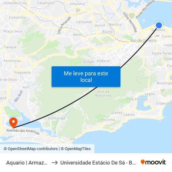 Aquario | Armazém Utopia to Universidade Estácio De Sá - Barra I Tom Jobim map