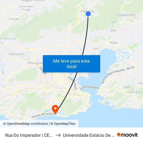 Rua Do Imperador | CEFET  (Linhas Petro Ita) to Universidade Estácio De Sá - Barra I Tom Jobim map