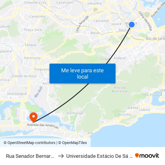 Rua Senador Bernardo Monteiro, 54 to Universidade Estácio De Sá - Barra I Tom Jobim map