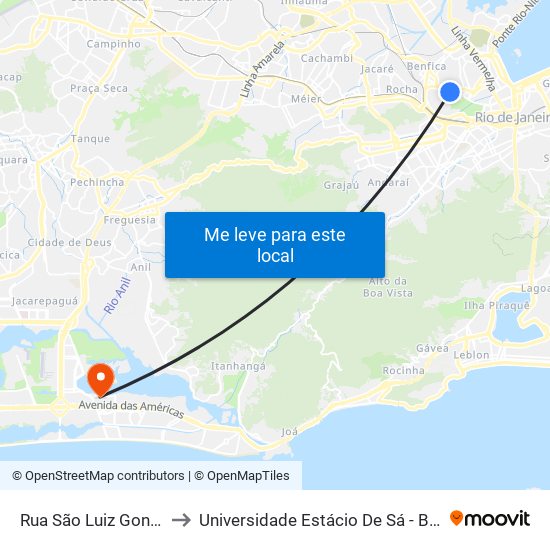 Rua São Luiz Gonzaga, 1081 to Universidade Estácio De Sá - Barra I Tom Jobim map