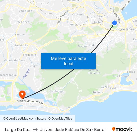 Largo Da Cancela to Universidade Estácio De Sá - Barra I Tom Jobim map