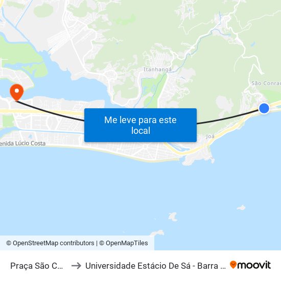 Praça São Conrado to Universidade Estácio De Sá - Barra I Tom Jobim map