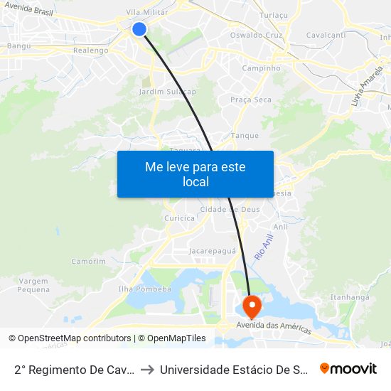 2° Regimento De Cavalaria De Guarda to Universidade Estácio De Sá - Barra I Tom Jobim map