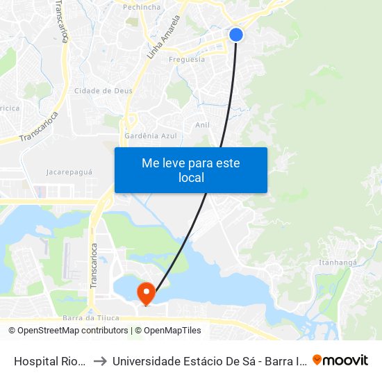 Hospital Rios D'Or to Universidade Estácio De Sá - Barra I Tom Jobim map
