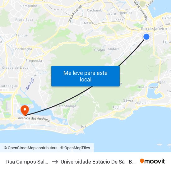 Rua Campos Sales | Parmê to Universidade Estácio De Sá - Barra I Tom Jobim map