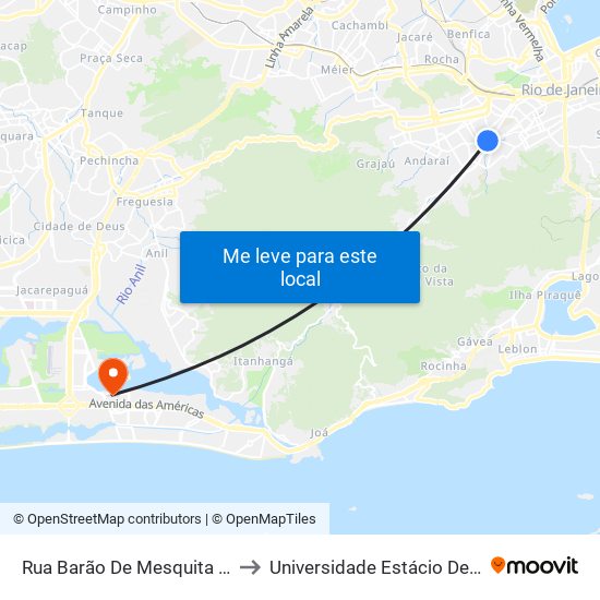 Rua Barão De Mesquita | Mundial Santo Afonso to Universidade Estácio De Sá - Barra I Tom Jobim map