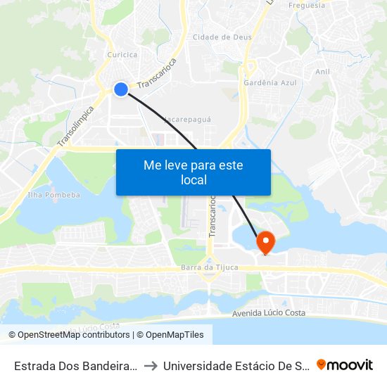 Estrada Dos Bandeirantes | BRT Curicica to Universidade Estácio De Sá - Barra I Tom Jobim map