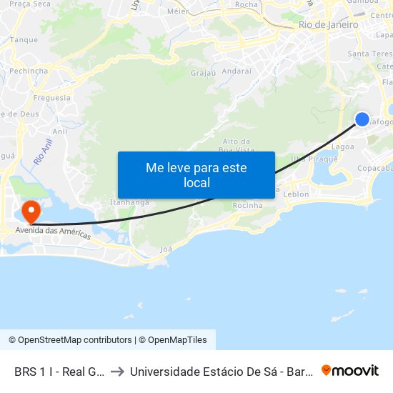 BRS 1 I - Real Grandeza to Universidade Estácio De Sá - Barra I Tom Jobim map