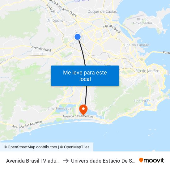 Avenida Brasil | Viaduto De Barros Filho to Universidade Estácio De Sá - Barra I Tom Jobim map