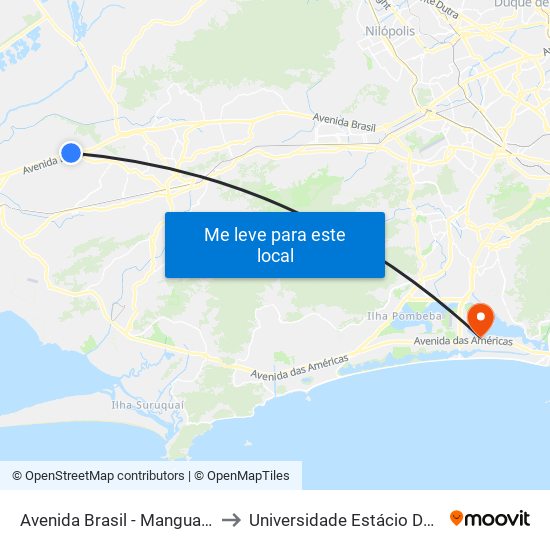 Avenida Brasil - Manguariba | Estr. Do Campinho to Universidade Estácio De Sá - Barra I Tom Jobim map