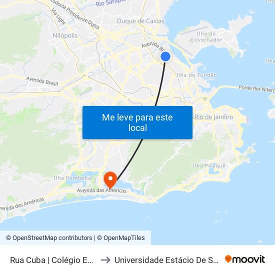 Rua Cuba | Colégio Estadual Heitor Lira to Universidade Estácio De Sá - Barra I Tom Jobim map