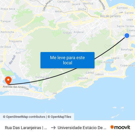 Rua Das Laranjeiras | Princesa Laranjeiras to Universidade Estácio De Sá - Barra I Tom Jobim map