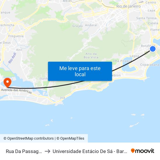 Rua Da Passagem, 155 to Universidade Estácio De Sá - Barra I Tom Jobim map