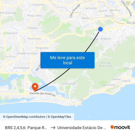 BRS 2,4,5,6: Parque Recanto Do Trovador to Universidade Estácio De Sá - Barra I Tom Jobim map