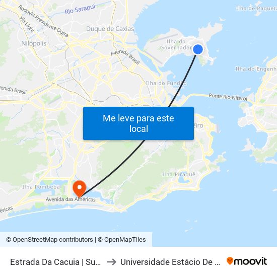 Estrada Da Cacuia | Supermercado Mundial to Universidade Estácio De Sá - Barra I Tom Jobim map