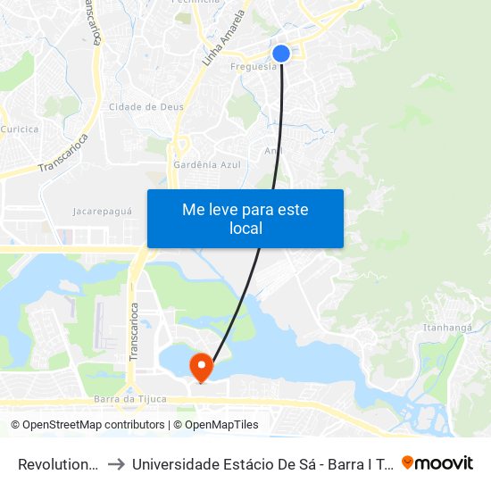 Revolution Pub to Universidade Estácio De Sá - Barra I Tom Jobim map