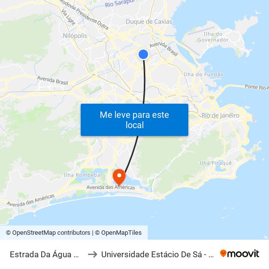 Estrada Da Água Grande, 1020 to Universidade Estácio De Sá - Barra I Tom Jobim map