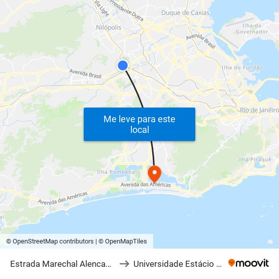 Estrada Marechal Alencastro, 38 | Conjunto Promorar 2 to Universidade Estácio De Sá - Barra I Tom Jobim map