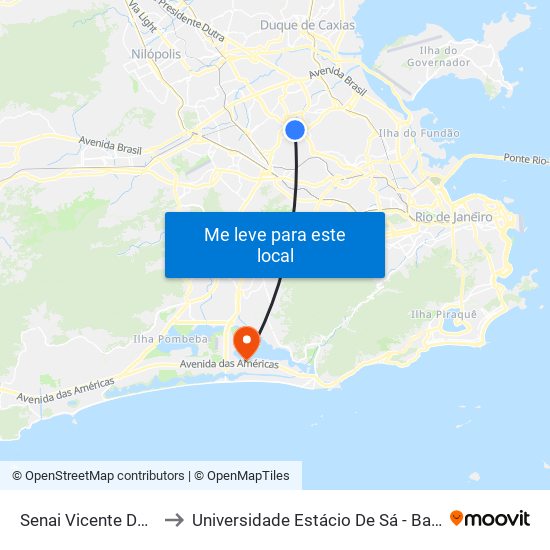 Senai Vicente De Carvalho to Universidade Estácio De Sá - Barra I Tom Jobim map