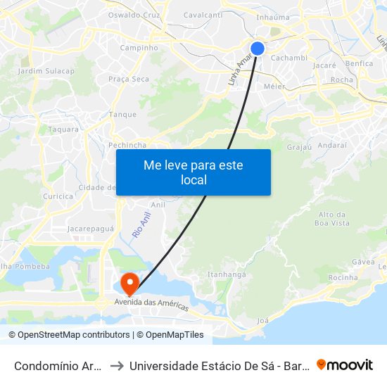 Condomínio Arena Park to Universidade Estácio De Sá - Barra I Tom Jobim map