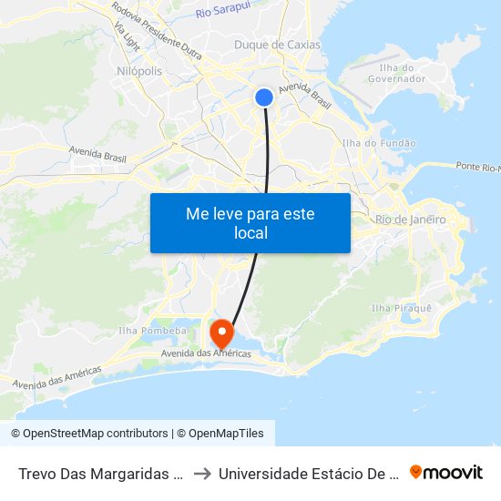 Trevo Das Margaridas / Shopping Via Brasil to Universidade Estácio De Sá - Barra I Tom Jobim map