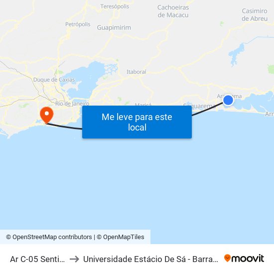 Ar C-05 Sentido Ida to Universidade Estácio De Sá - Barra I Tom Jobim map