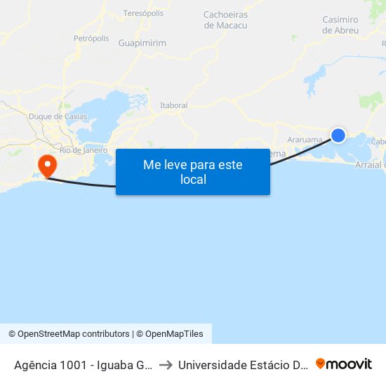 Agência 1001 - Iguaba Grande (Sentido Cabo Frio) to Universidade Estácio De Sá - Barra I Tom Jobim map