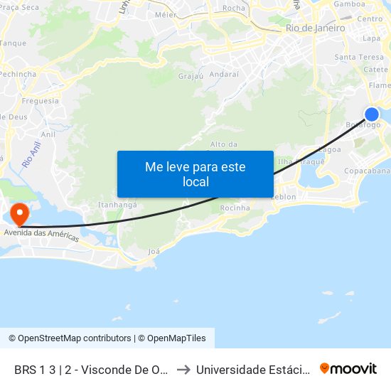 BRS 1 3 | 2 - Visconde De Ouro Preto | Botafogo Praia Shopping to Universidade Estácio De Sá - Barra I Tom Jobim map