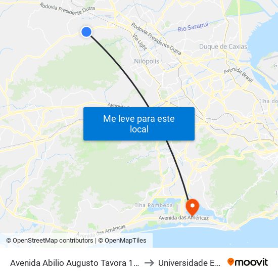 Avenida Abilio Augusto Tavora 1292 Jardim Alvorada Nova Iguaçu - Rio De Janeiro 26272 Brasil to Universidade Estácio De Sá - Barra I Tom Jobim map