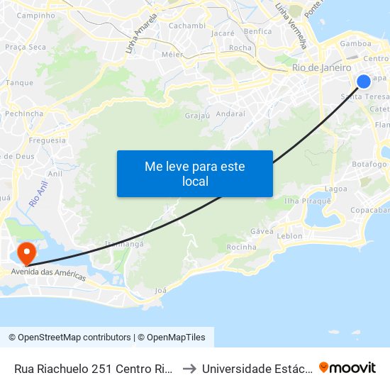 Rua Riachuelo 251 Centro Rio De Janeiro - Rio De Janeiro 20230 Brasil to Universidade Estácio De Sá - Barra I Tom Jobim map