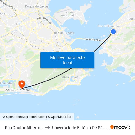 Rua Doutor Alberto Torres, 2050 to Universidade Estácio De Sá - Barra I Tom Jobim map