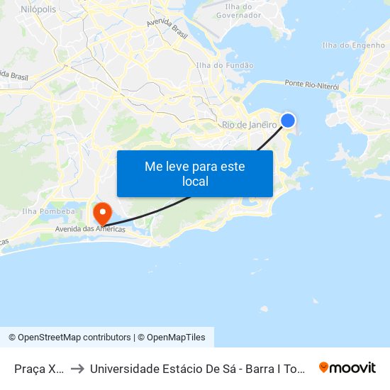 Praça XV ⛴ to Universidade Estácio De Sá - Barra I Tom Jobim map