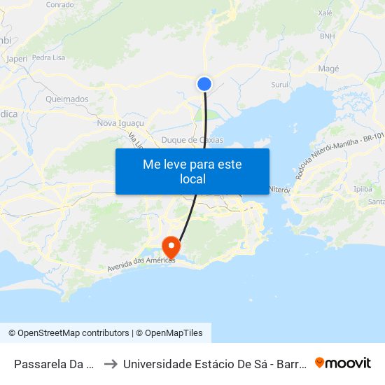 Passarela Da Figueira to Universidade Estácio De Sá - Barra I Tom Jobim map