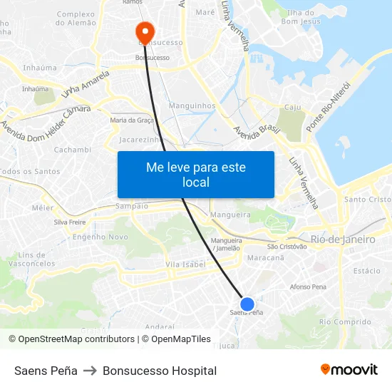 Saens Peña to Bonsucesso Hospital map