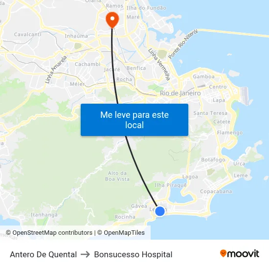 Antero De Quental to Bonsucesso Hospital map
