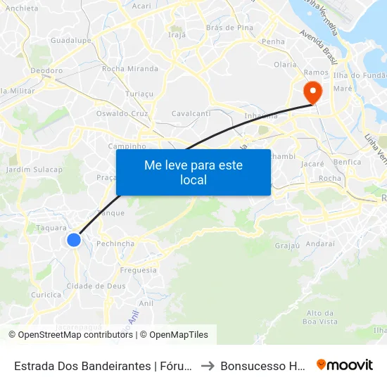 Estrada Dos Bandeirantes | Fórum Taquara to Bonsucesso Hospital map