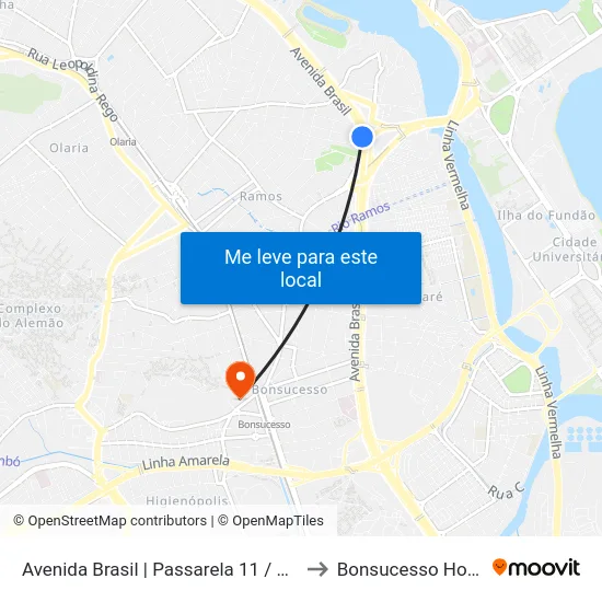 Avenida Brasil | Passarela 11 / Borgauto to Bonsucesso Hospital map