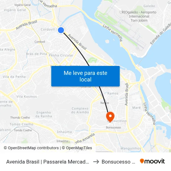Avenida Brasil | Passarela Mercado São Sebastião to Bonsucesso Hospital map